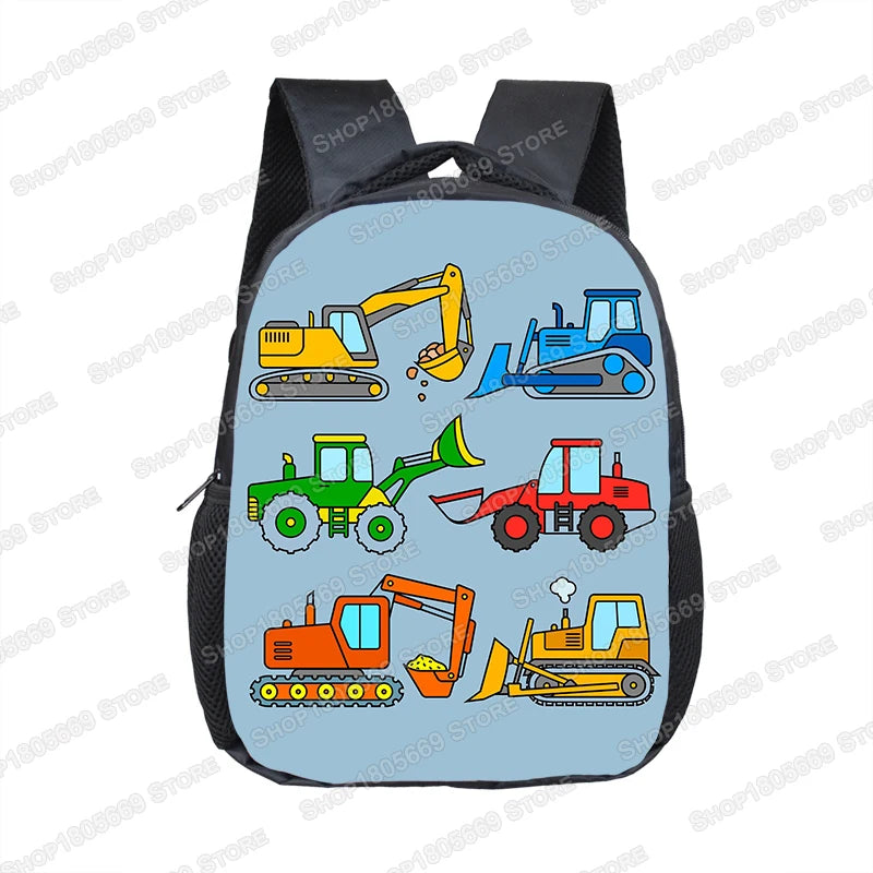 Truck/Ambulance/Car/Tractor Backpack Children's 12 Inch Kindergarten School Bag Cartoon Printing Excavator Backpack