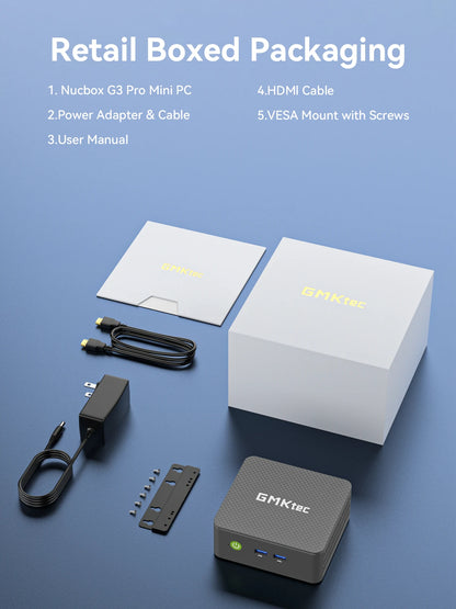 GMKtec G3 Pro Mini PC Intel Core i3-10110U 2×DDR4 2×M.2 SSD WiFi 6 BT5.2 2.5G LAN Dual HDMI Windows 11 Pro