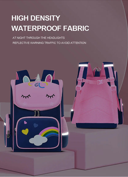 New CHILDREN'S Elementary School Students Schoolbag 6-12 Years Old Boys and Girls Shoulders Backpack 1-6 Grades Unicorn Cute Wat