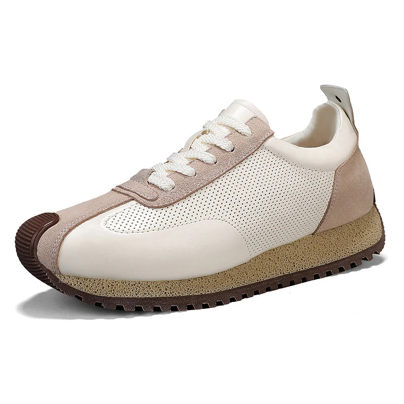 Spring Retro Brown Sneakers Men's Shoes 2025 Chunky Casual Sneakers for Men Comfortable Leather Mens Shoes Trainers basket homme