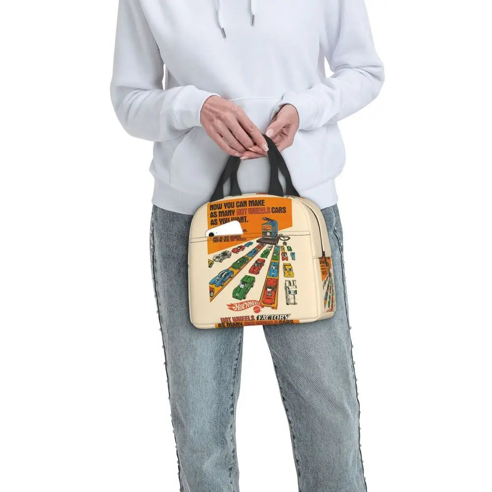 Custom Hot Wheels For Fans Thermal Insulated Lunch Bag Cartoon Sport Car Portable Lunch Container Travel Multifunction Food Box