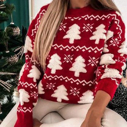 Winter 2025 Women Knitted Sweater 3D Santa Tree Print Warm Thick Jumpers Christmas Sweaters Long Sleeve Pullover Tops Xmas Look