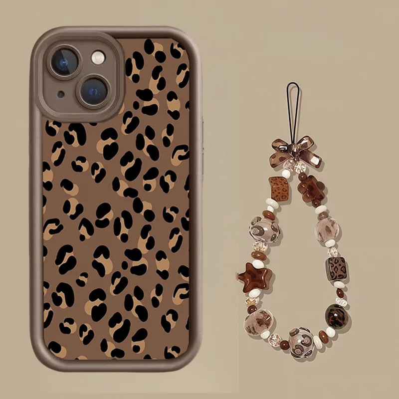 Leopard With Chain Phone Case For Xiaomi MI 17 Pro Max 15T 15 Ultra 14T 13 POCO F7 X7 M7 X5 F5 X6 PRO M6 X4 GT NFC C40 5G  Cover