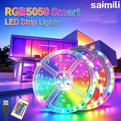 LED USB Strip Light Color Changing 5050 RGB LED Flexible Lights with 24 Keys for Children Gaming Room Home Party TV Backlight