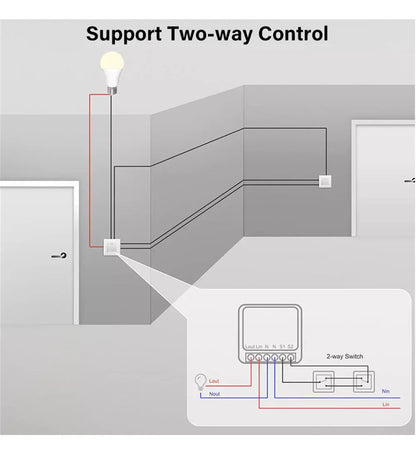 AUBESS Tuya WiFi Smart Switch 16A DIY Breaker Relay Module Smart Home Smart Life App 2 Way Remote Control Via Alexa Google Home