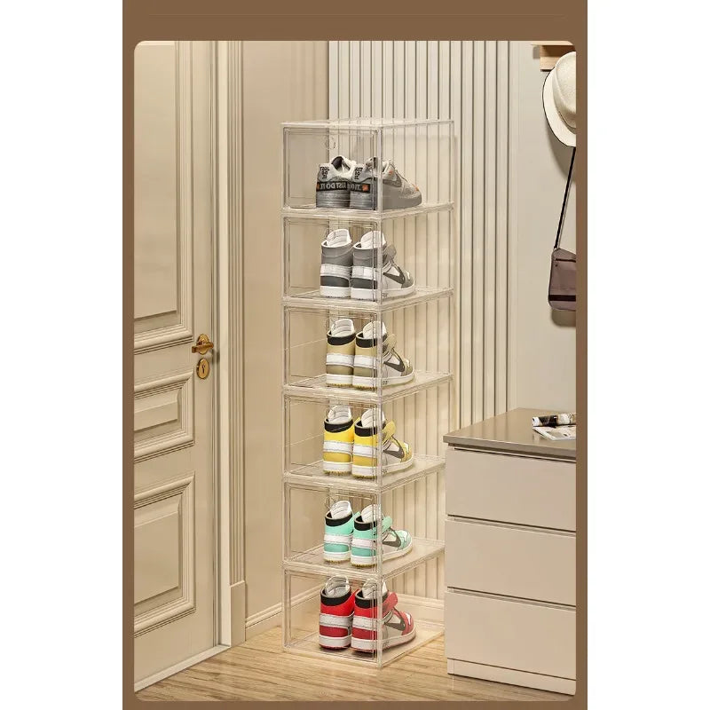 Shoe box, hard box, magnetic suction, front side opening storage, transparent acrylic bag, hand-held storage box, shoe cabinet