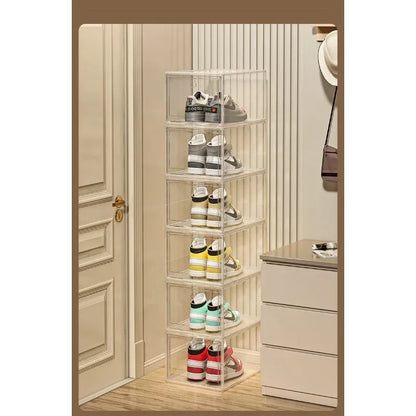 Shoe box, hard box, magnetic suction, front side opening storage, transparent acrylic bag, hand-held storage box, shoe cabinet