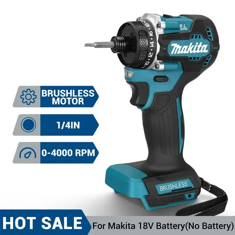 Makita 4000RPM Brushless Electric Screwdriver 3800IPM 180Nm Electric Drill Impact Driver Wood/Bolt/T-Mode For 18V Battery