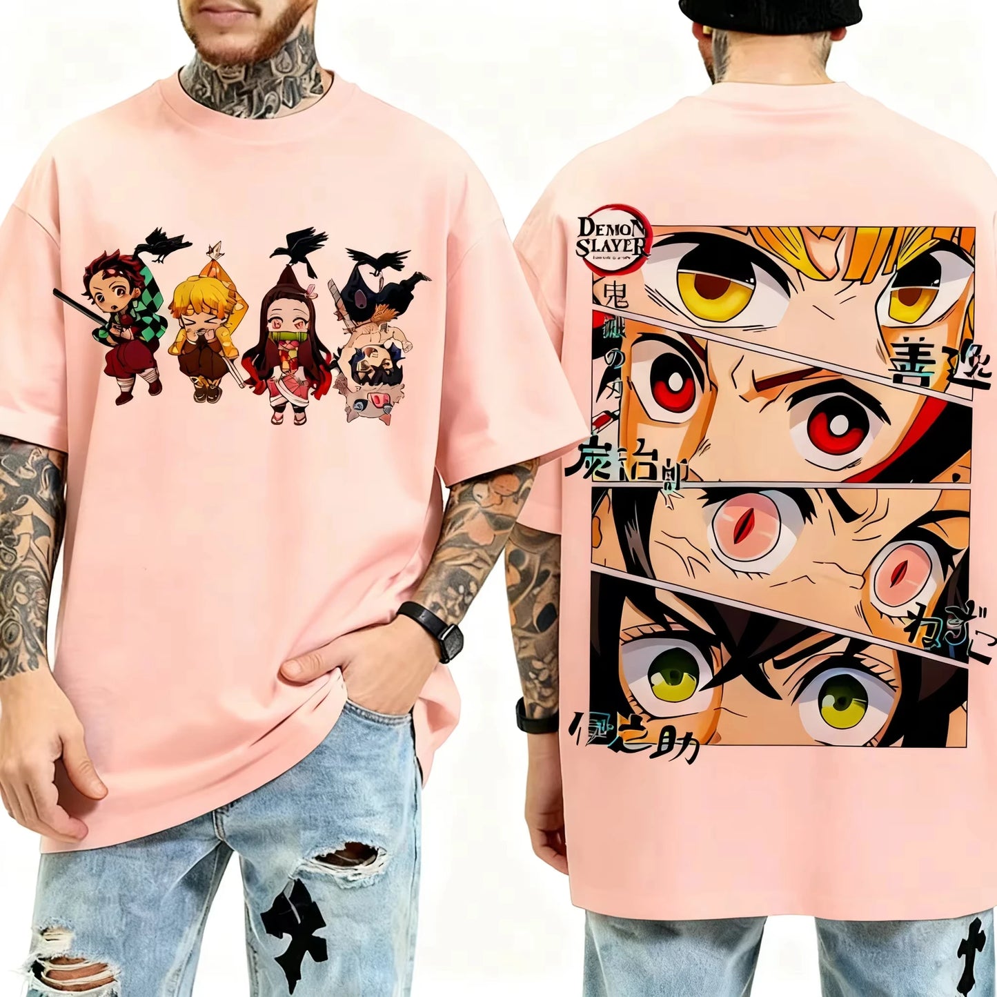 Demon Slayer Anime Character Eyes Printed T-shirt Men's and Women's T-shirt Men's Top Sports T-shirt 2026 Summer New