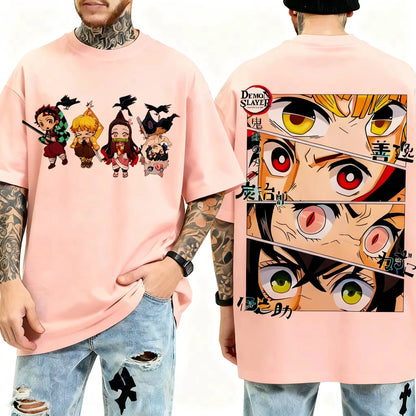 Demon Slayer Anime Character Eyes Printed T-shirt Men's and Women's T-shirt Men's Top Sports T-shirt 2026 Summer New