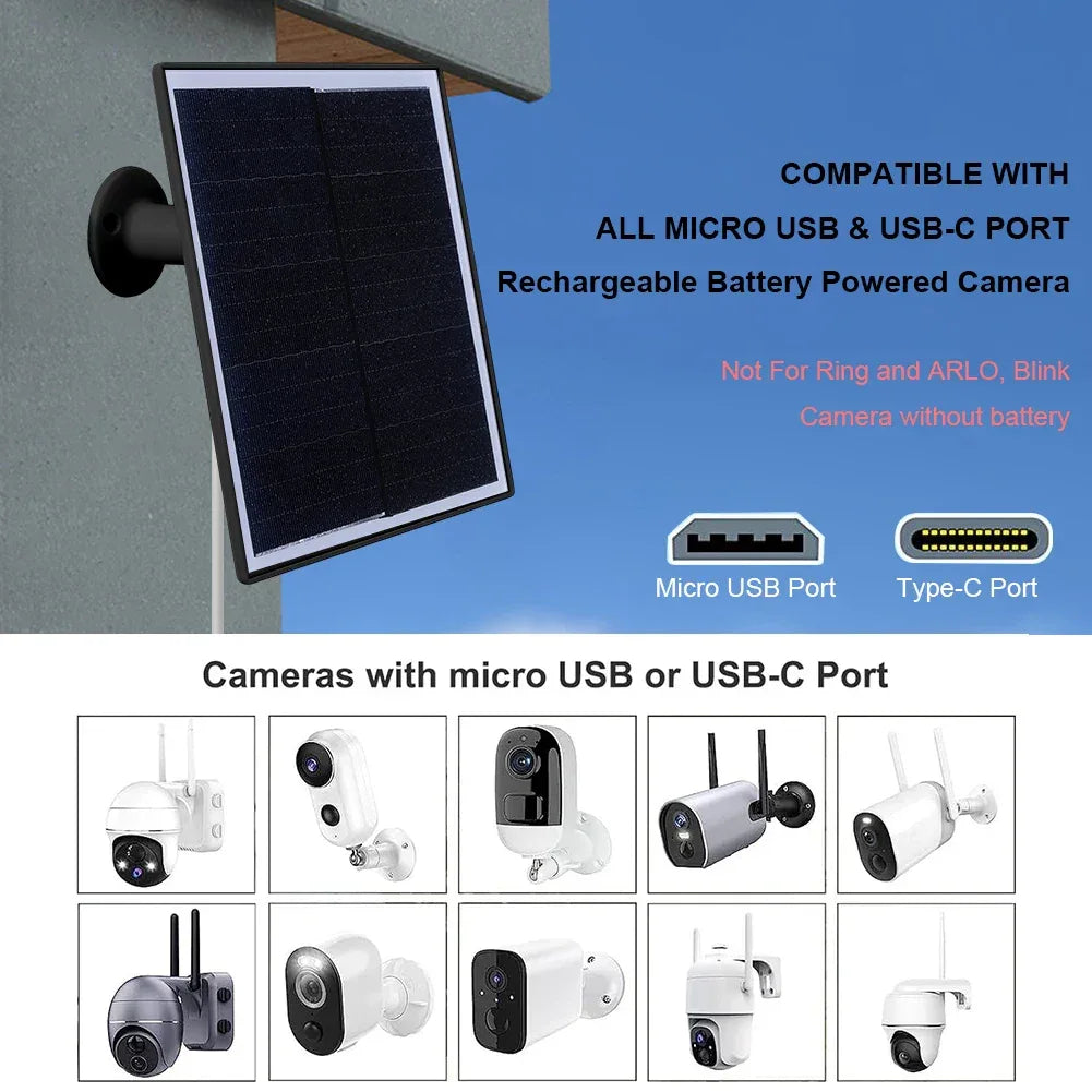 6W 5V Solar Panel Charger Shingled Solar Panel 24% Efficiency Micro USB & USB-C Port Solar Cell Panel for Phone iPad Outdoor Use