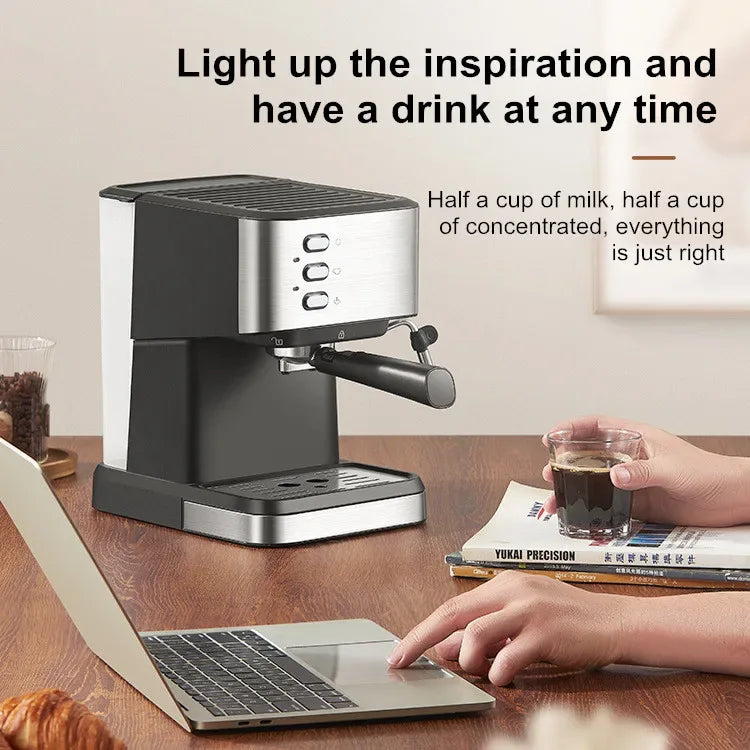 Small Semi-Automatic Espresso Coffee Maker For Home Use, High-Pressure Steam Whipped Milk And Brewed Coffee Pot Espresso Maker