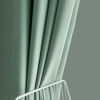 Light Luxury High Grade Bedroom High Blackout Curtain Ins Style Living Room Curtains Green Natural Solid Color Thickened Drapes