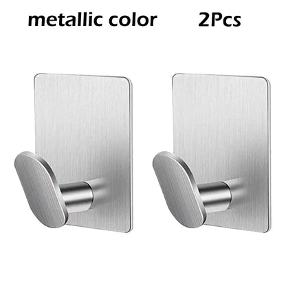 4pc/2pc bathroom clothes hooks, adhesive wall hooks, stainless steel towel racks, bathroom kitchen hardware, multi-purpose hooks