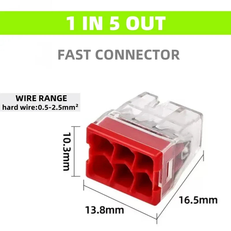 10/50/100 Pcs CMK 20 Mini Quick Wire Connectors 2/3/4/5/6/8 Ports Terminal Block Hard Stainless Easy Electric Quick Push-In