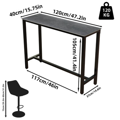 Slate Marble Kitchen Table Bar Table Pub Dining Counter High Table Breakfast Table, 4-6 Person, 120CM Long, Excluding Chairs  ﻿