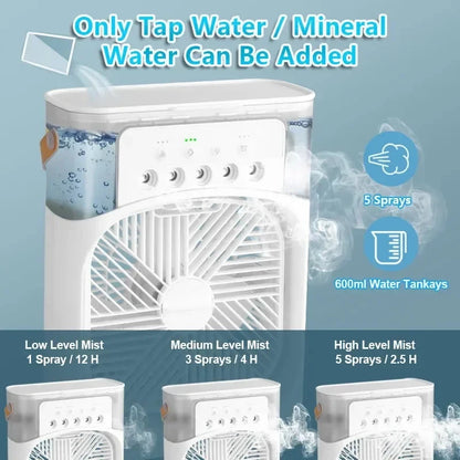 3 in 1 Fan Air Conditioner Home Mini Cooler LED Night Light Portable Humidifier Air Conditioning Fan Office Home Fan