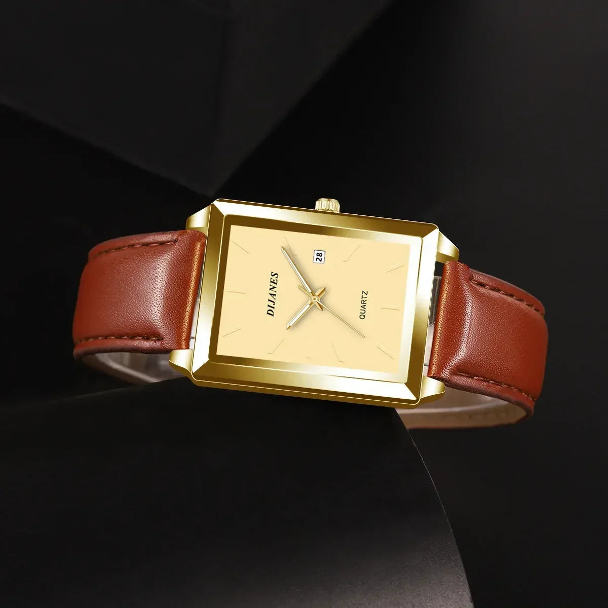 2pcs/set Square Couple's Watch, PU Leather Strap, Quartz Movement | Gifts for Men or Women | Valentine's Day Gifts