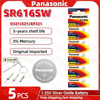 Panasonic 2-50PCS SR616SW 1.55V Watch Battery 321 D321 GP321 Longines Rossini Armani quartz Silver oxide Button Cell