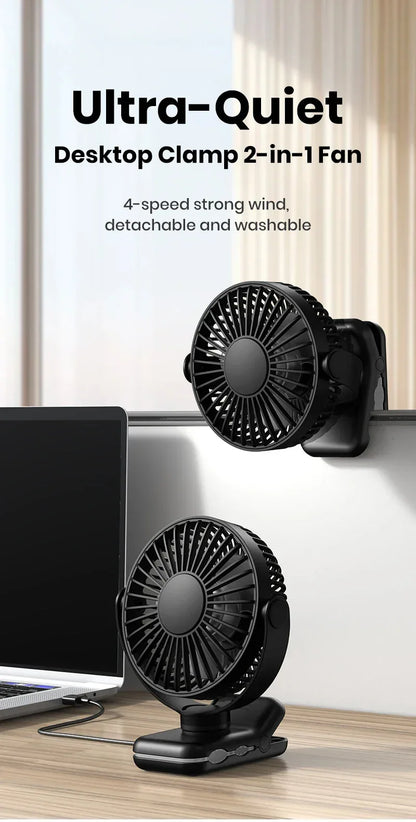 TOPK Mini Portable Clip on Fan,USB Desk Fan,3 Speeds Quiet Wind 720° Rotate Personal Electric Fan,Standing fans for Room Home