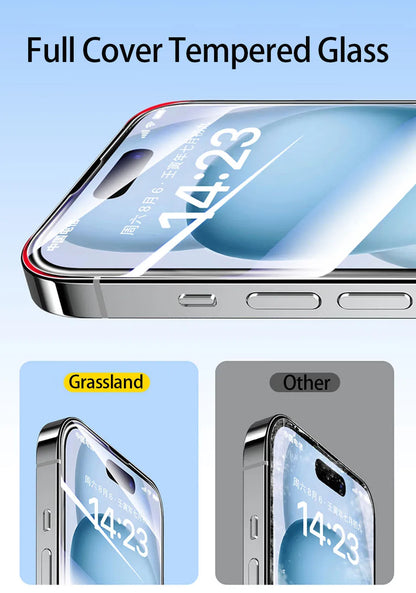 4Pcs Full Cover Tempered Glass For iPhone 16 11 12 13 14 15 Pro Max Anti-Burst Screen Protector For iPhone 7 8 XR XS Max Glass
