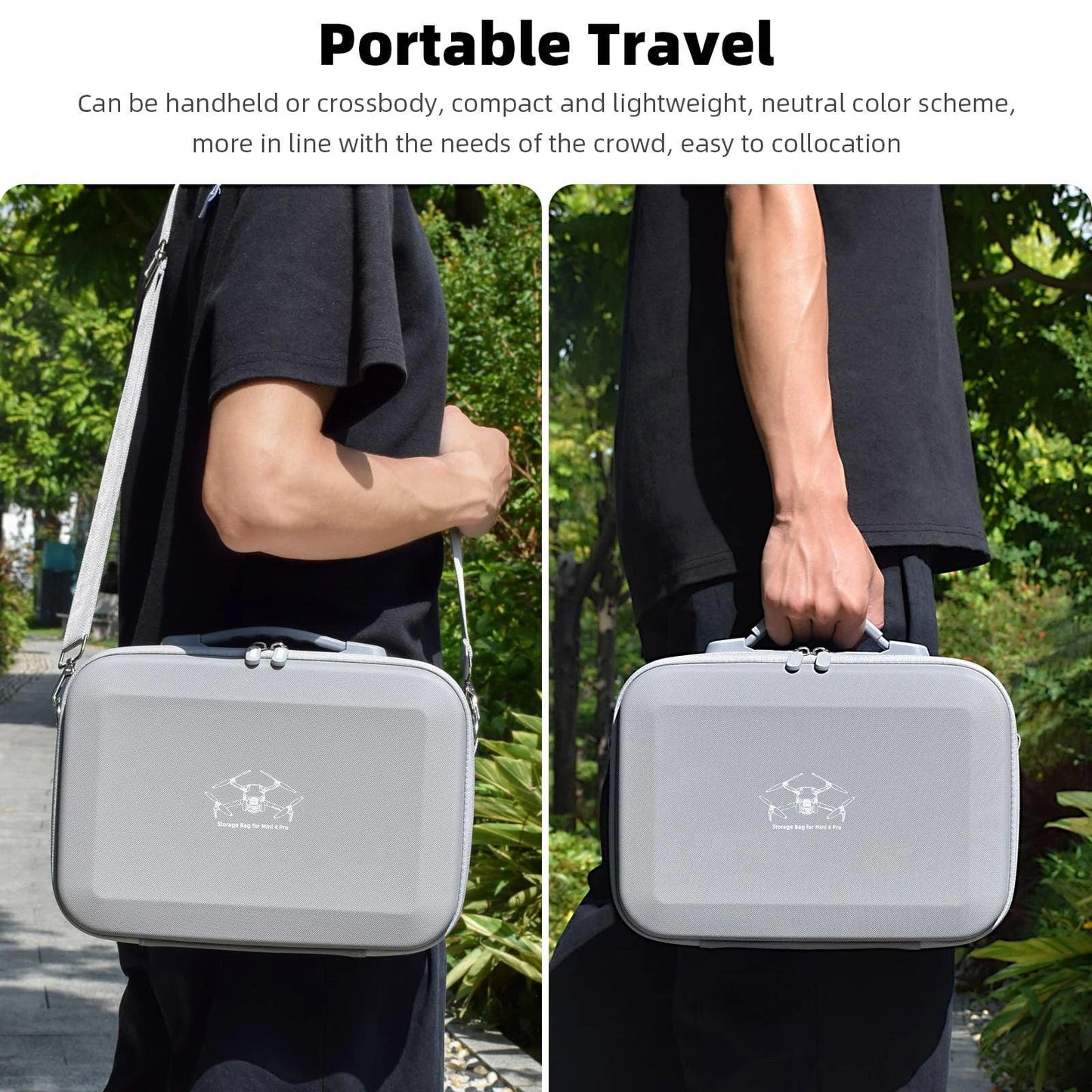 Mini 4 Pro RC 2 Case, Large Capacity Portable PU Leather Storage Bag for DJI Mini 4 Pro Fly More Combo Drone RC2 Controller Kit