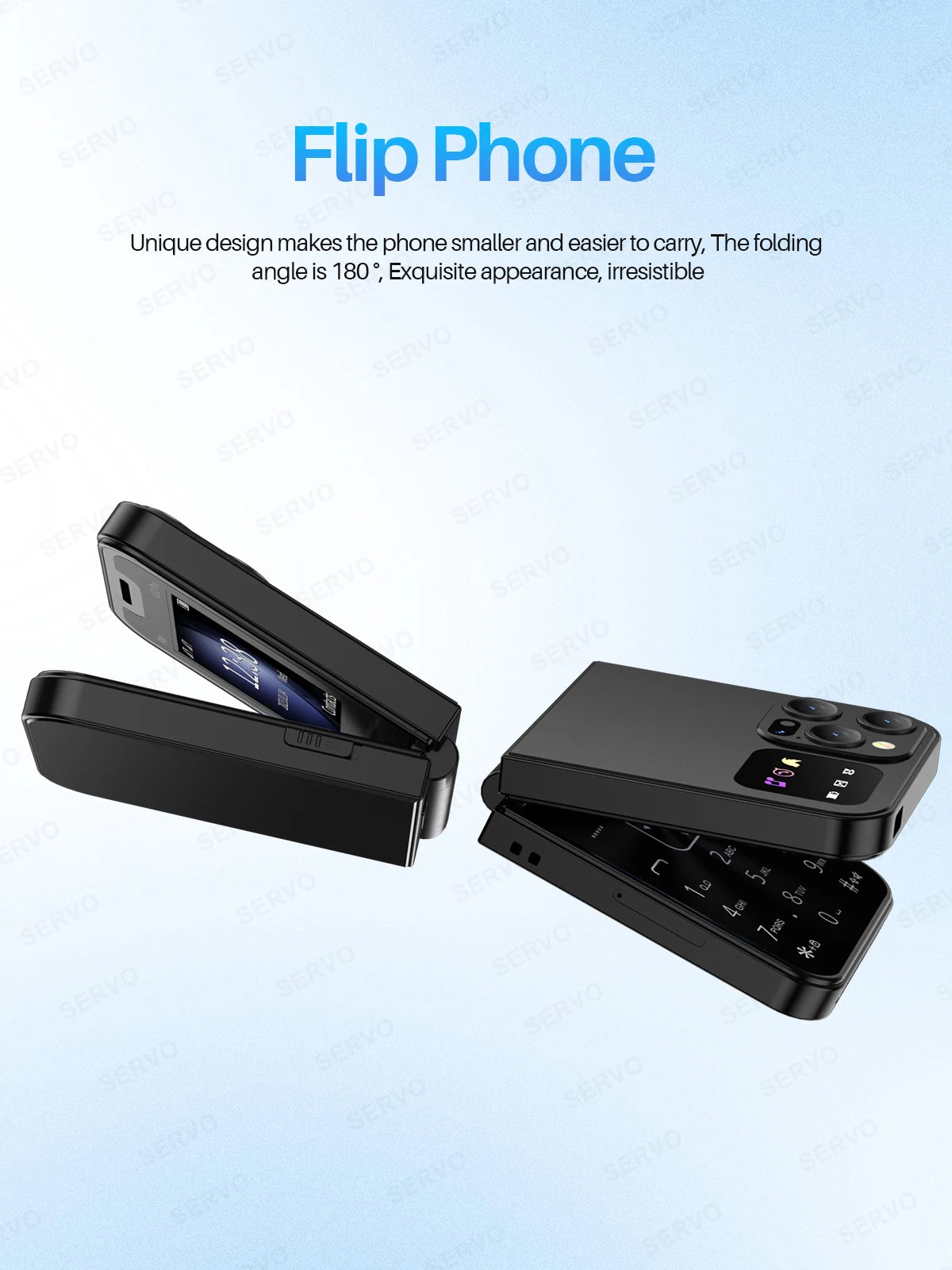 SERVO A50 PRO Flip Mobile Phone 2.4" Display Speed Dial Call Recording Blacklist 2 SIM Unlocked Foldable Cellphones New Version