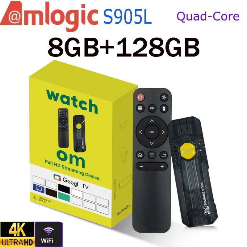 TV Stick OM Android 13 HDR 4K 1080P Amlogic S905L quad-core WiFi 4G 8GB 128GB Smart streaming Media Player iptv