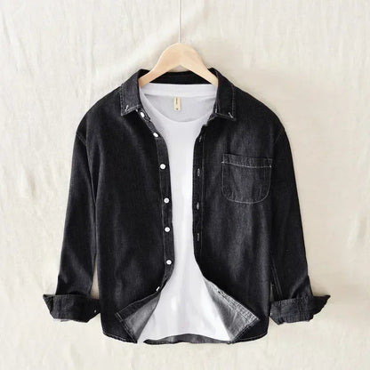 Autumn New Men's Denim Shirt Cotton Classic Style Fashion Trendy Loose Denim Long Sleeve Shirt 3 Colors Brand Clothing Male