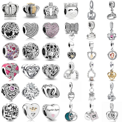The New 925 Sterling Silver Charm Mother's Day Queen Crown Gift Box Fits Women Jewelry With Original Bracelet Accessories