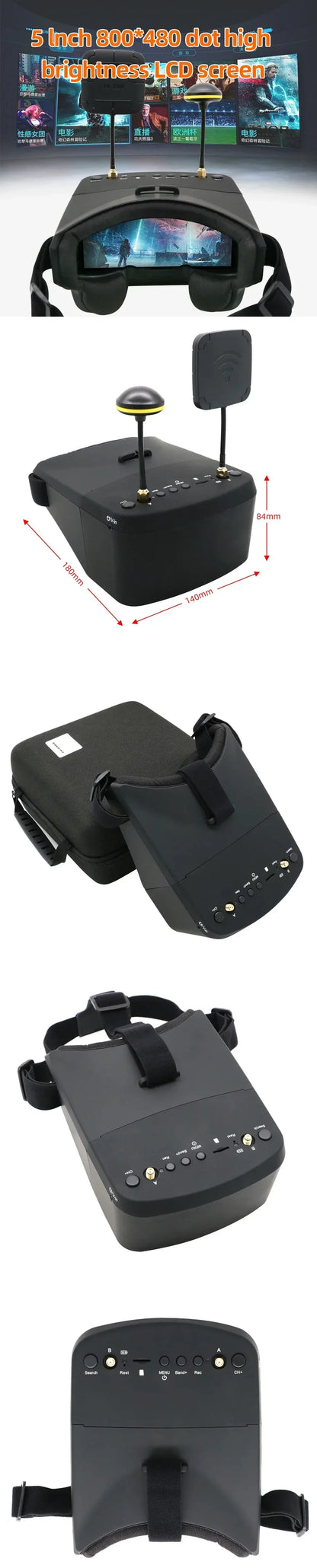 5.8G 40CH 5 Inch 800*480 Video Headset HD DVR Diversity FPV EV800D Goggles With Battery For RC Model RC FPV Drone