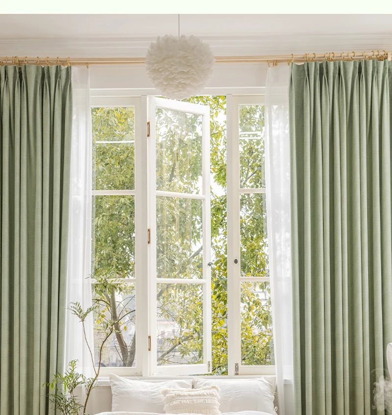 Modern Simple Balcony Drapes Light Luxury Bedroom Thick Blackout Curtain Large Area Bay Window Curtains Home Living Room Drape