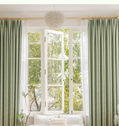Modern Simple Balcony Drapes Light Luxury Bedroom Thick Blackout Curtain Large Area Bay Window Curtains Home Living Room Drape