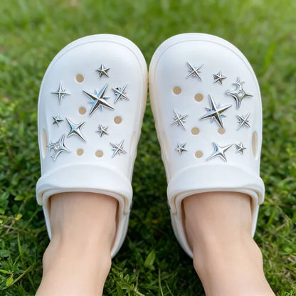 18pcs/Set Detachable Punk Style Metal Rivets Decorative Buckles For Garden Shoes & Hole Shoes New