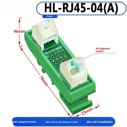 RJ45 adapter terminal RJ45 adapter terminal Cat5e Cat6 adapter board network port DIN35 guide rail installation