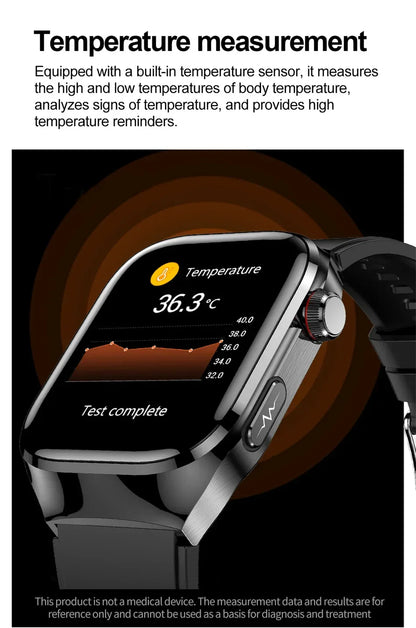 2026 New Professional-Grade Smart Watch Men ECG+PPG Uric Acid Body Fat Health Analysis IP68 Waterproof AMOLED Smartwatch Women