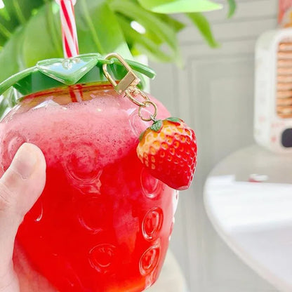 500ml Summer Creative Strawberry Straw Cup, Portable Water Bottle for Milk Coffee, Home Camping Bottle