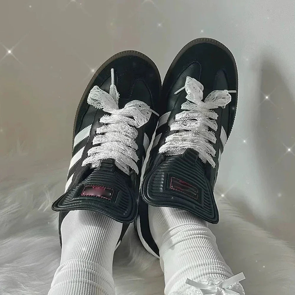 120cm Lace Shoelaces for Women Casual Shoes 3CM Width Flat Shoelace for Sneakers Black White Hollow Out Shoe Laces Accessorices