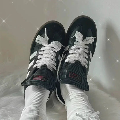120cm Lace Shoelaces for Women Casual Shoes 3CM Width Flat Shoelace for Sneakers Black White Hollow Out Shoe Laces Accessorices
