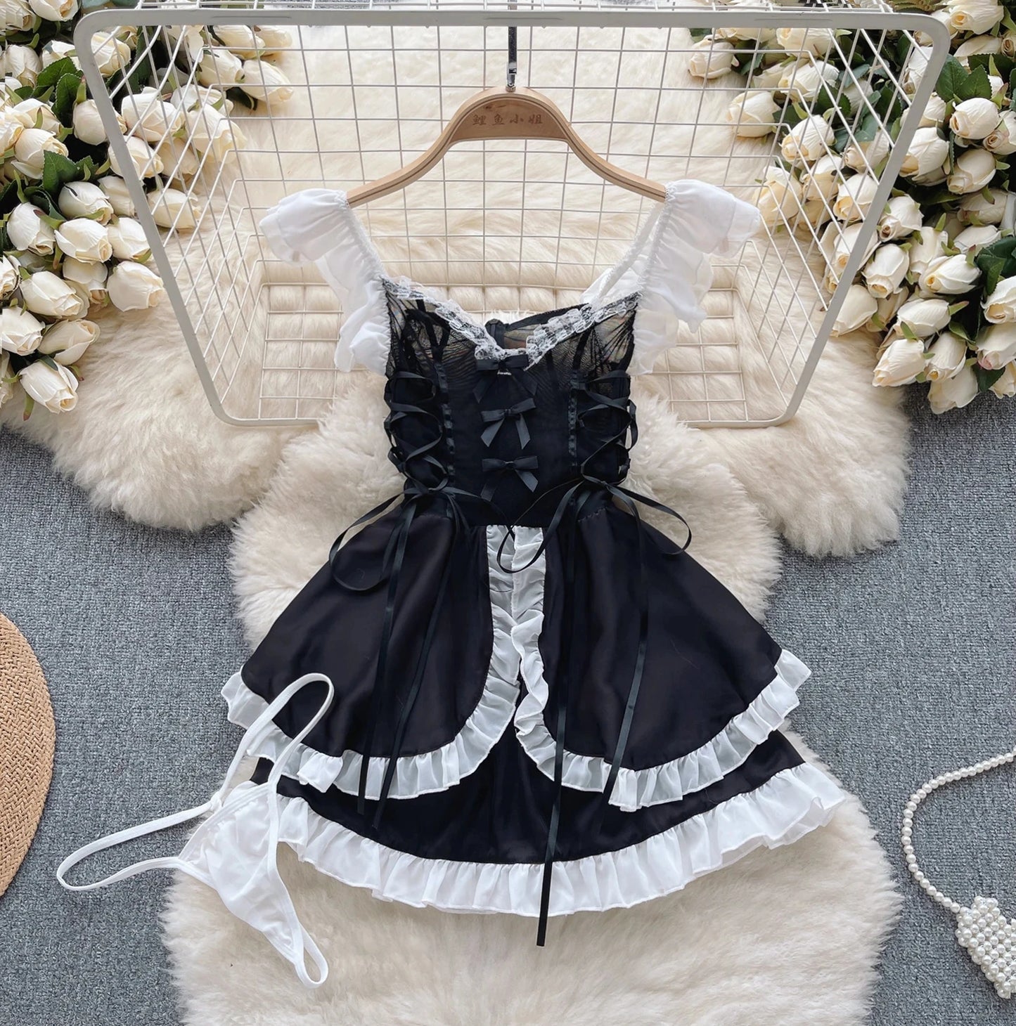 Tenue de soubrette kawaii transparente, lingerie cosplay anime, chat mignon, Lolita, lapin sexy, costumes d'Halloween, robe de princesse en dentelle, nouvelle
