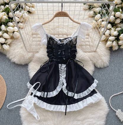 Tenue de soubrette kawaii transparente, lingerie cosplay anime, chat mignon, Lolita, lapin sexy, costumes d'Halloween, robe de princesse en dentelle, nouvelle