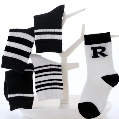 5 Pairs Autumn Fashion Boys Sock for Kids Cute Baby Girl Happy Funny Boat Long Socks White Spring Children's Clothes