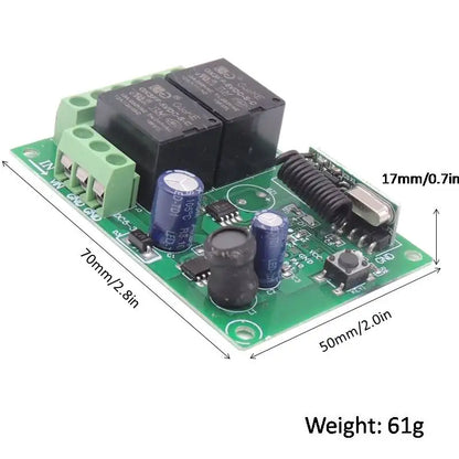 433Mhz RF Remote Control Circuit Universal Wireless Switch DC 5V 12V 24V 2CH rf Relay Receiver and Keyfob Transmitter for Garage