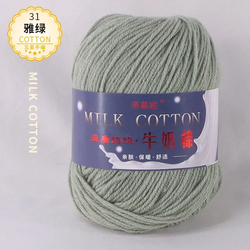 6Pcs Dyed Milk Sweet Soft Cotton Crochet Wool Yarn Thick Yarn Fiber Hand Knitting Wool Crochet Yarn Threads for DIY Sweater