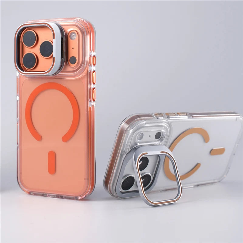 Flip Camera Lens Holder For Magnetic Magsafe Case For iPhone 17Pro 16 16Pro 17 17Pro max Transparent Protective Phone Cover