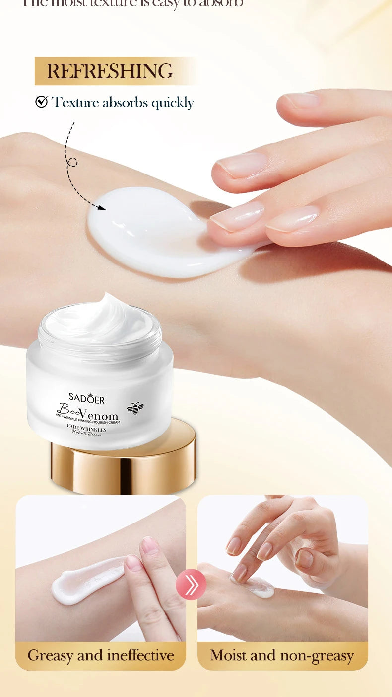 New Bee Venom Anti-aging Face Cream Fade Wrinkle Firming Lifting Facial Cream Forehead Wrinkle Removal Moisturizing Skincare 50g