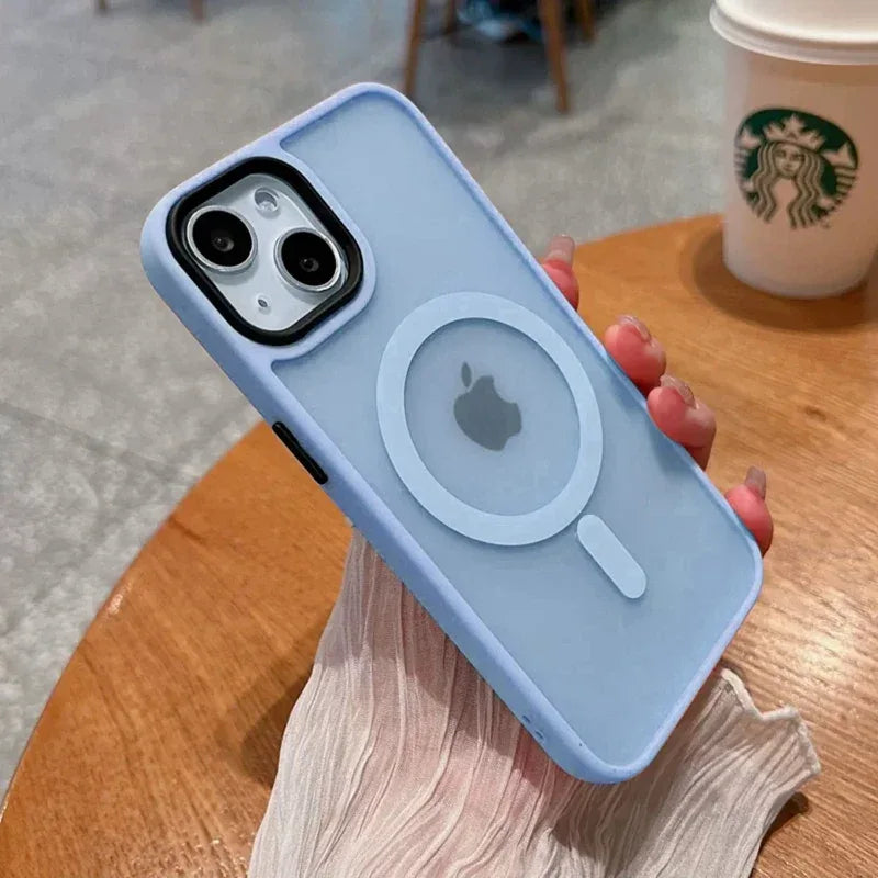 Luxury Wireless Charge Magsafe Transparent Phone Case For iPhone 11 12 13 14 15 16 Pro Max Plus Magnetic Matte Bumper Cover