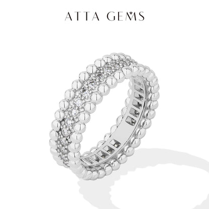 ATTAGEMS New Trends Moissanite Eternal Rings for Women S925 Sterling Silver D VVS1 Diamond Elegant Engagement Bands Fine Jewelry