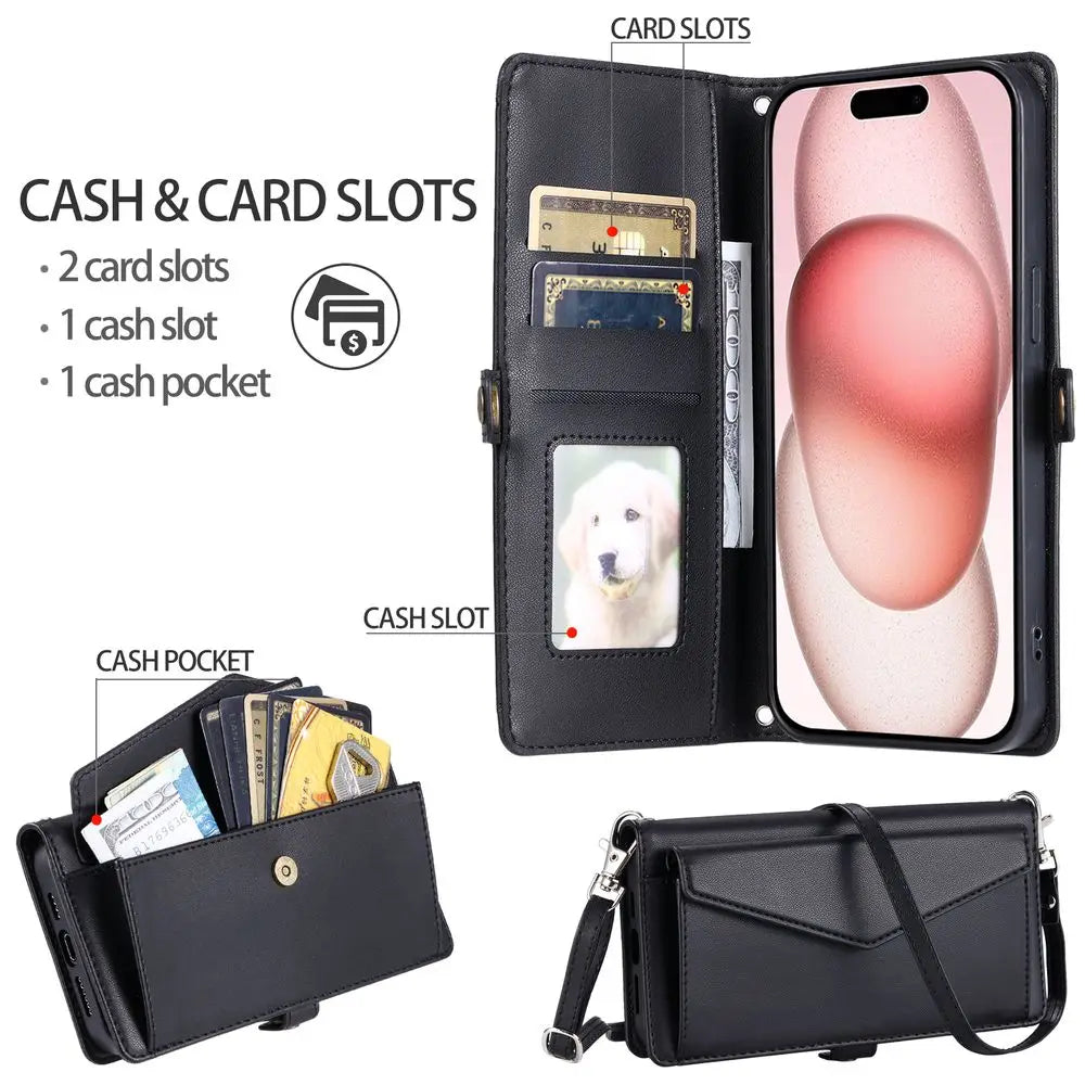 Coque Xiaomi 14 13 12 11 10 - Flip Wallet avec Porte-Carte et Lanière