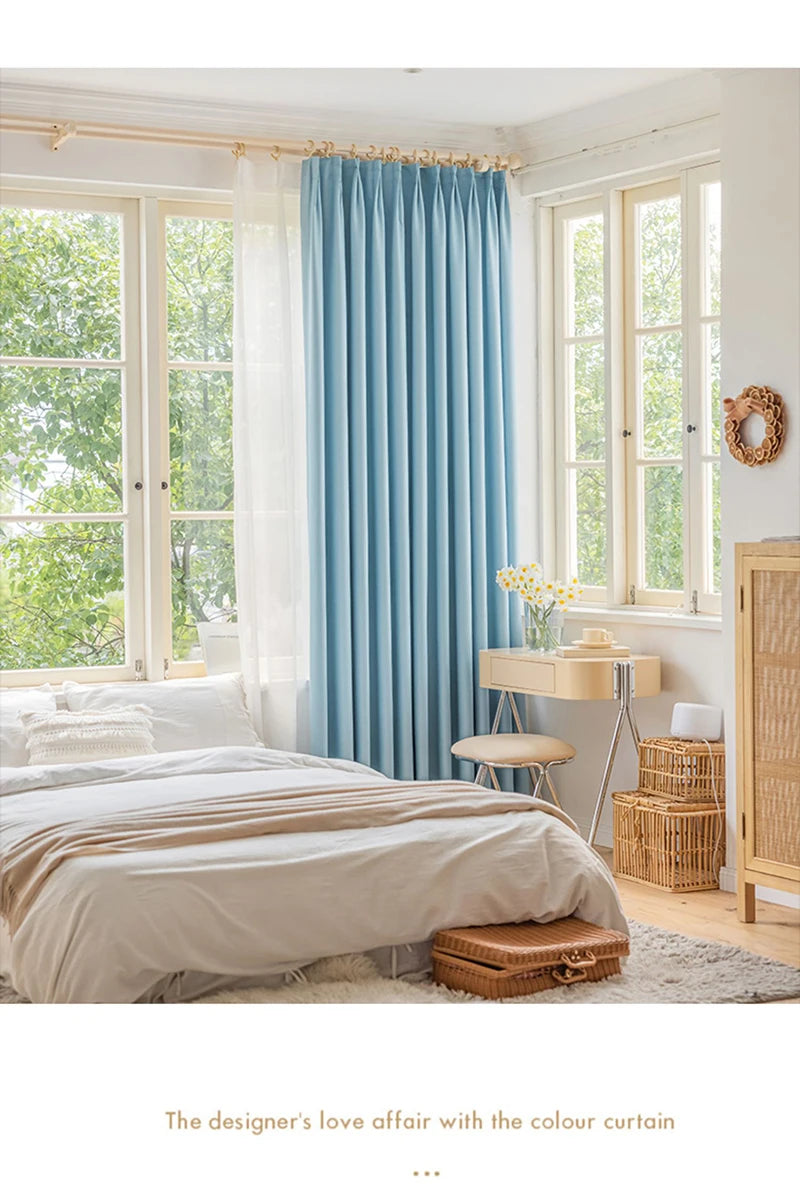 French Cream Style Bay Window Drape Bedroom Thick Full Blackout Curtain Hotel Soundproof Drapes Large Area Living Room Curtains